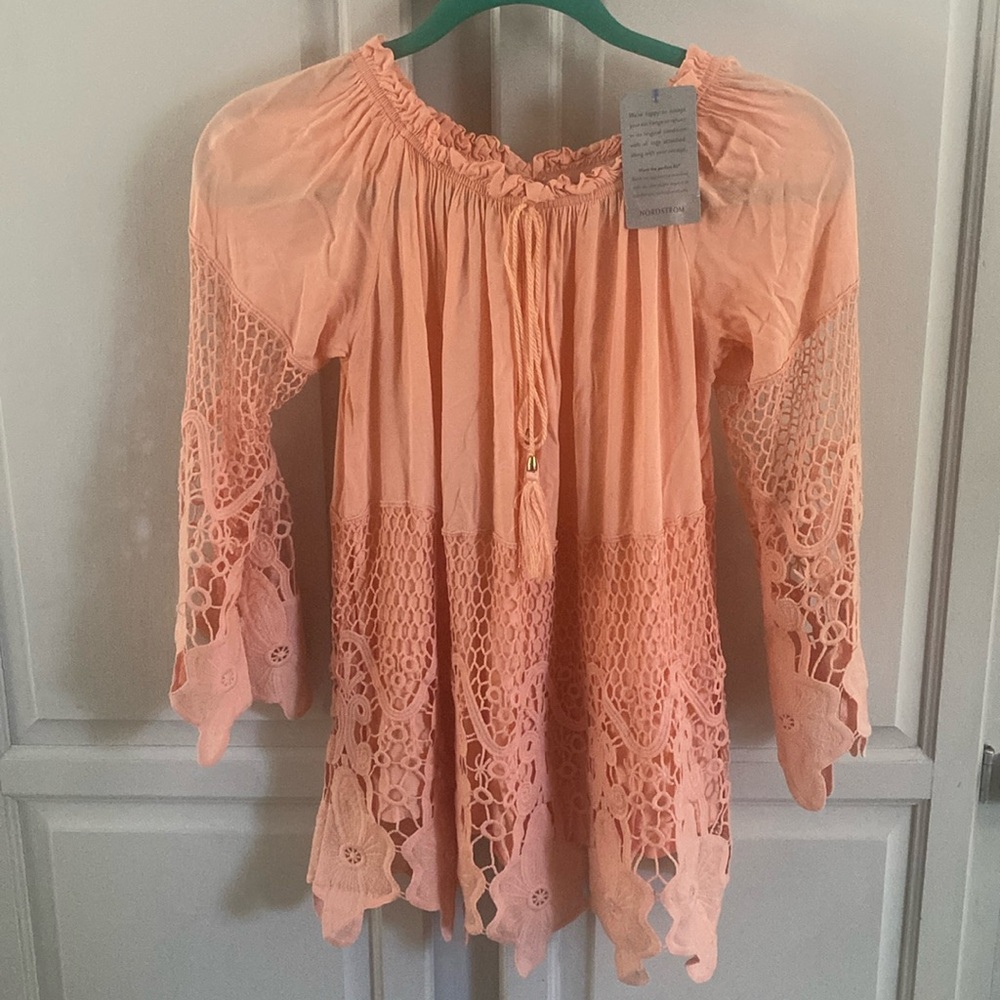 Peach colored big Girl dress 7/8